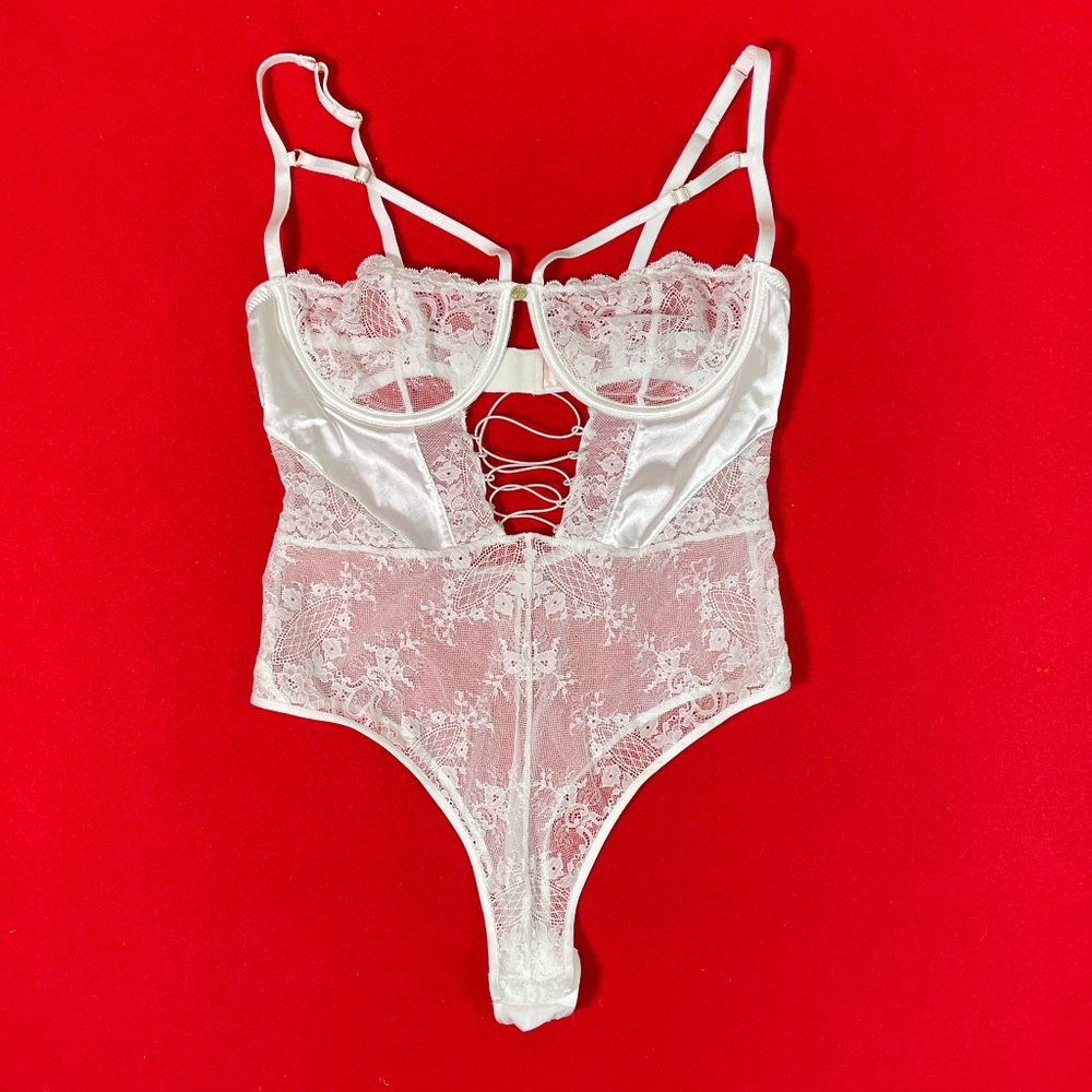 MWOT White lace Thong bodysuit